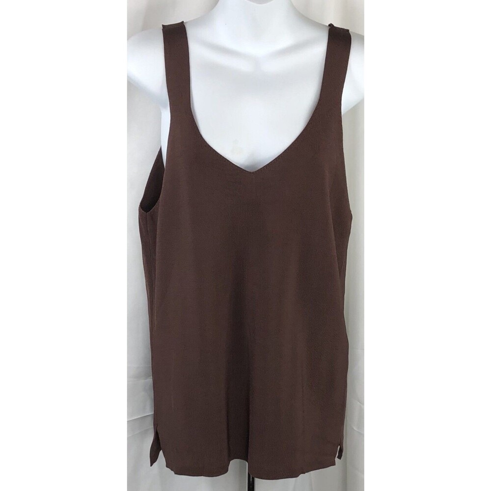 NWT Ann Taylor Tank Top L Brown Viscose Knit V-Neck Fairy Grunge Whimsigoth